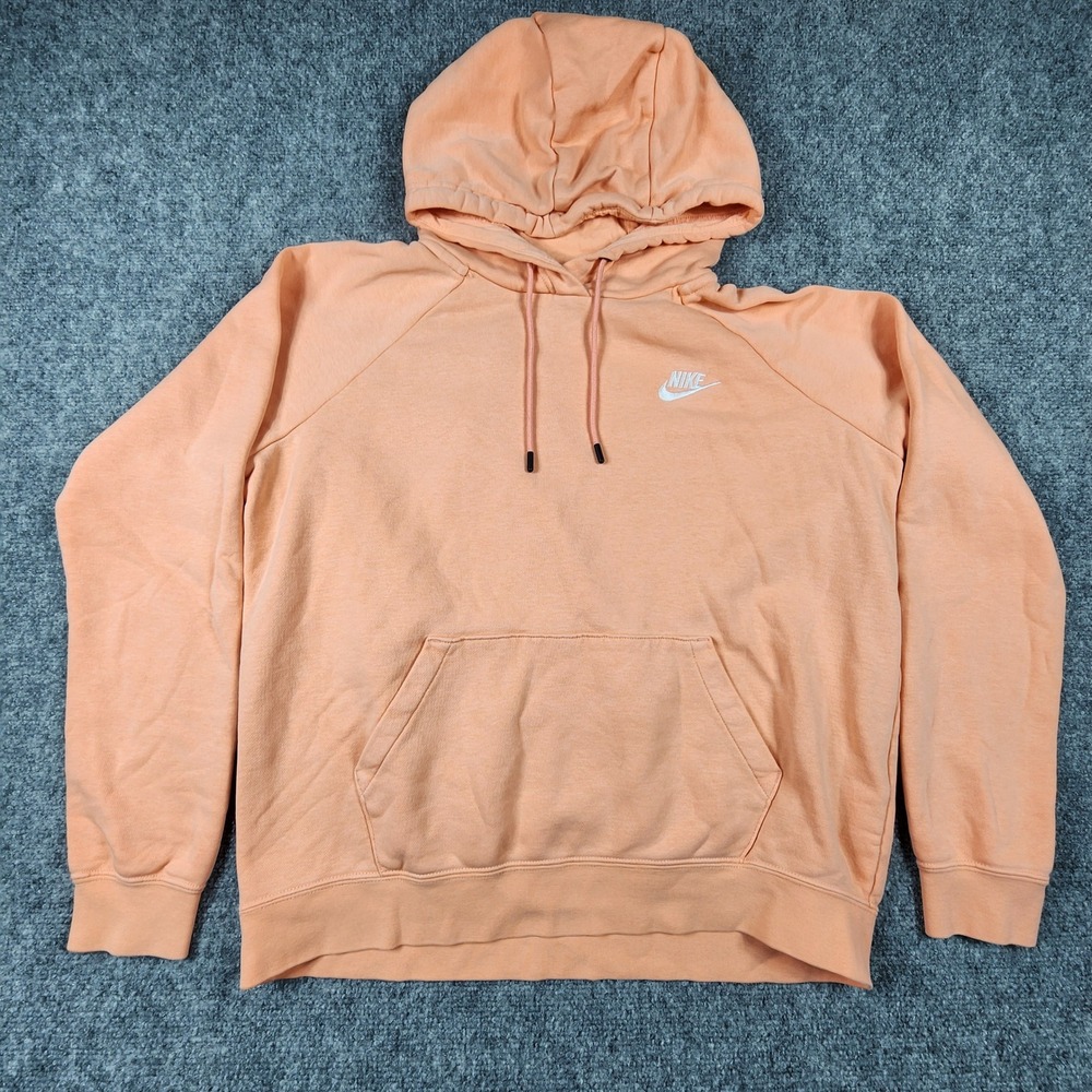Nike Sportswear Essential Hoodie Peach Apricot Pullover Fleece‎ Womens Medium
